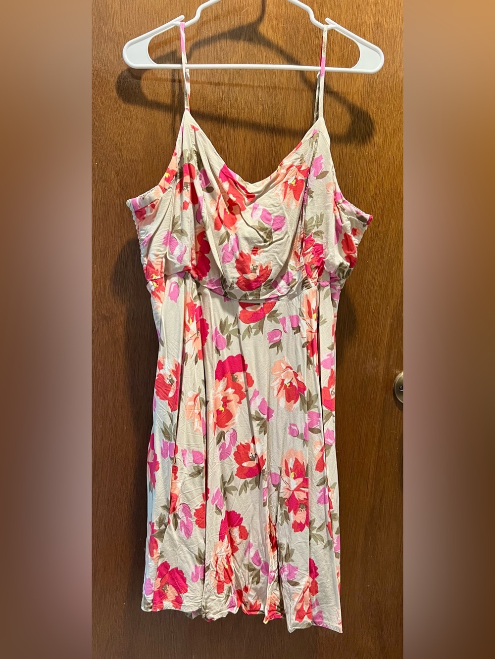 Old Navy Cream Floral Maxi Dress with Pink & Red Flowers